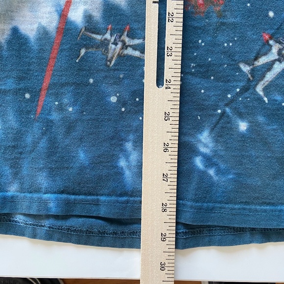 Vintage 1997 Liquid Blue Star Wars T-Shirt Mens XL Millennium Falcon AOP 90s Tee - Picture 14 of 14